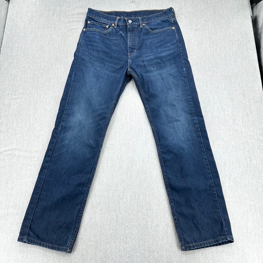 Levis 505 Jeans Mens 34x32 Blue Regular Fit Straight Leg Stretch Dark Wash